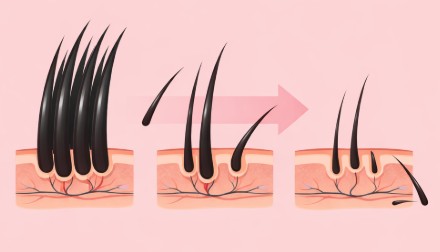 女性ホルモン(エストロゲン)が減り抜け毛が増えたり髪が育たなくなる。