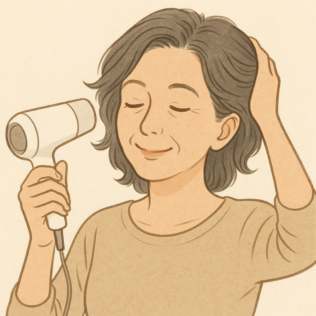 ドライヤーで髪の毛を乾かす