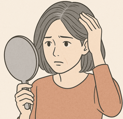 鏡をみて白髪や薄毛が気になる