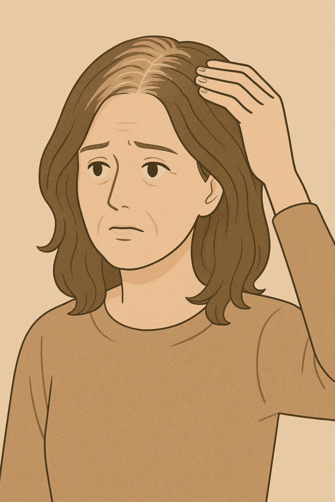 白髪のペースが早く困惑する女性