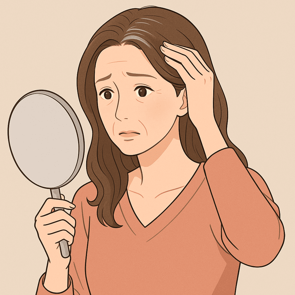 白髪を気にする50代女性