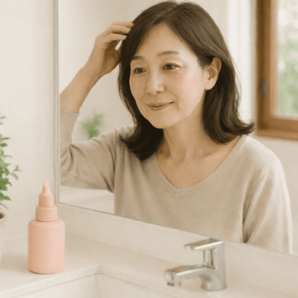 女性用育毛剤【ラミナス】を使用