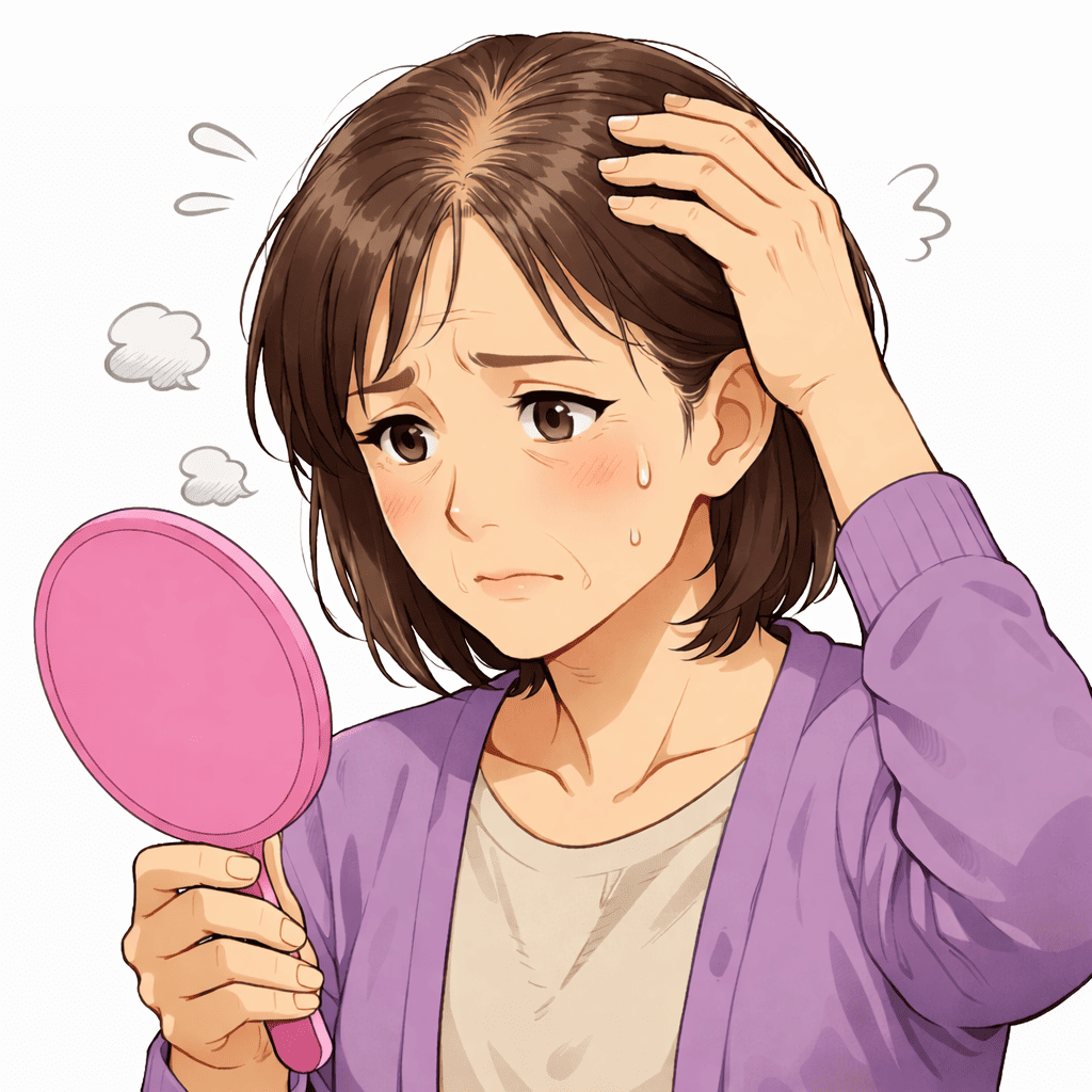 薄毛と抜け毛を気にする50代女性