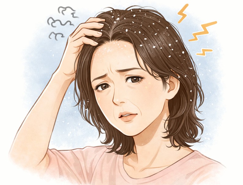 50代の女性がシャンプー後に頭皮がカサカサ、かゆみがでる。