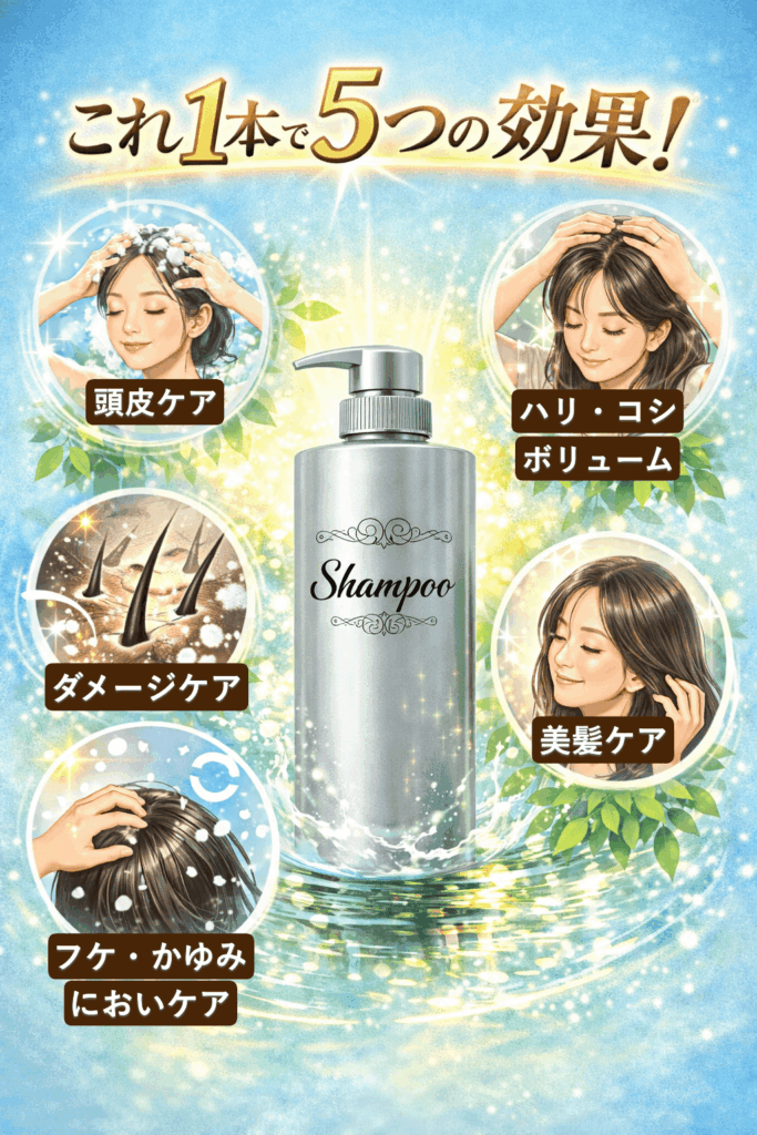 ROOT BEAUTÉスカルプシャンプー５つの効果（頭皮ケア・ダメージケア・ハリ・コシ・ボリュームケア・フケ・かゆみ・においケア、美髪ケア）
