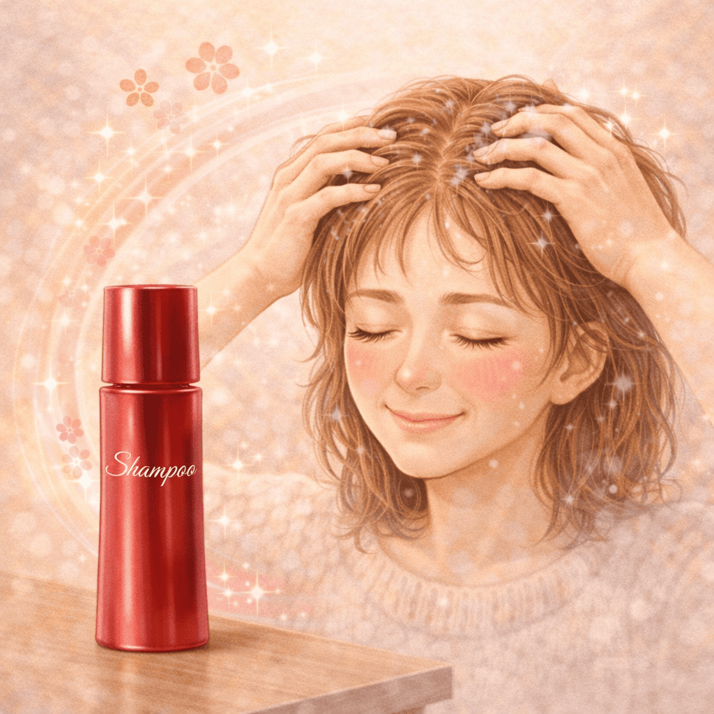 女性ホルモンを配分したオーリムスカルプセラムβを使用しマッサージ中